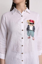 White Teddy Emb Shirt
