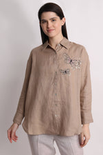 Khakhi Butterfly Emboridered Shirt