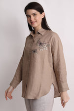Khakhi Butterfly Emboridered Shirt