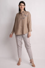 Khakhi Butterfly Emboridered Shirt