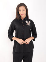 Black Rabbit Embroidered Shirt