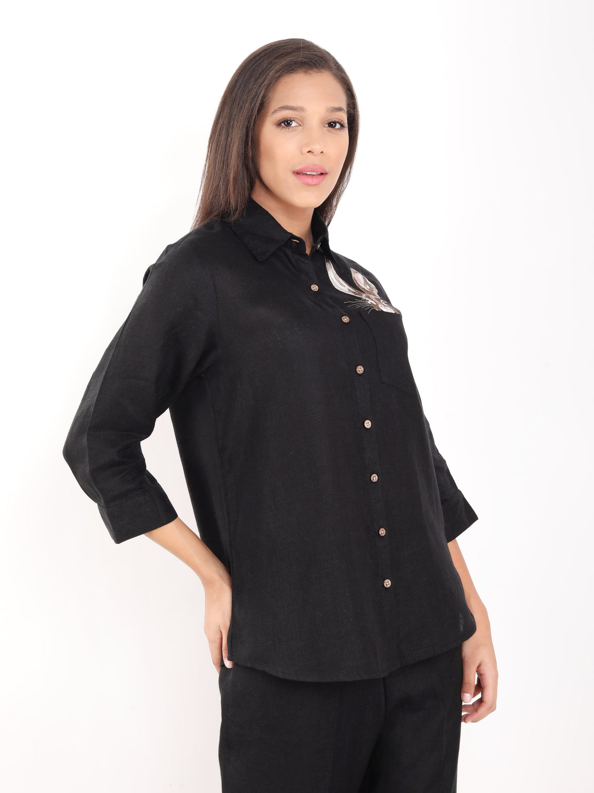 Black Rabbit Embroidered Shirt