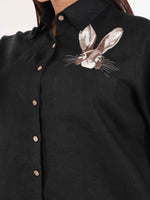 Black Rabbit Embroidered Shirt