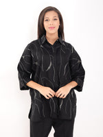 Black Zaril All Over Embroidered Big Shirt
