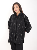 Black Zaril All Over Embroidered Big Shirt