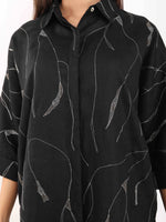 Black Zaril All Over Embroidered Big Shirt