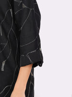 Black Zaril All Over Embroidered Big Shirt