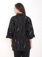 Black Zaril All Over Embroidered Big Shirt