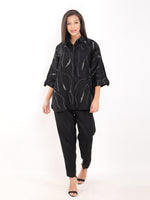 Black Zaril All Over Embroidered Big Shirt