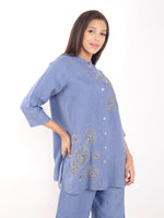 Blue Zari Embroidered Shirt