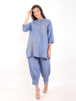 Blue Zari Embroidered Shirt