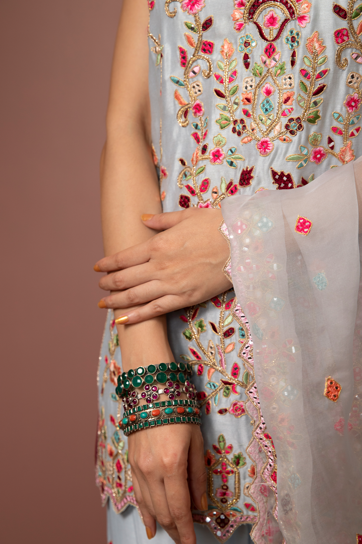 Blue StrappyKurta With Gharara