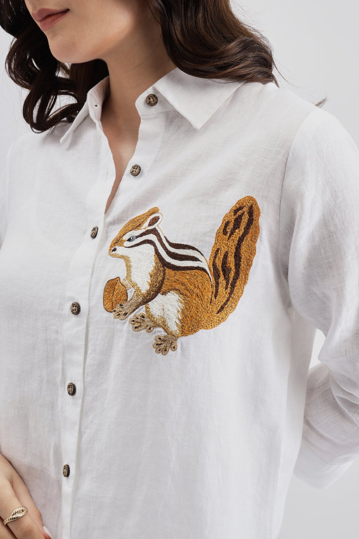 Squirrel Embroidery Shirt