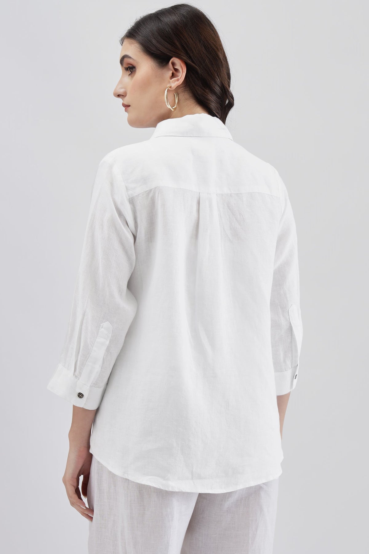 White Shirt with Colorful Bird Embroidary