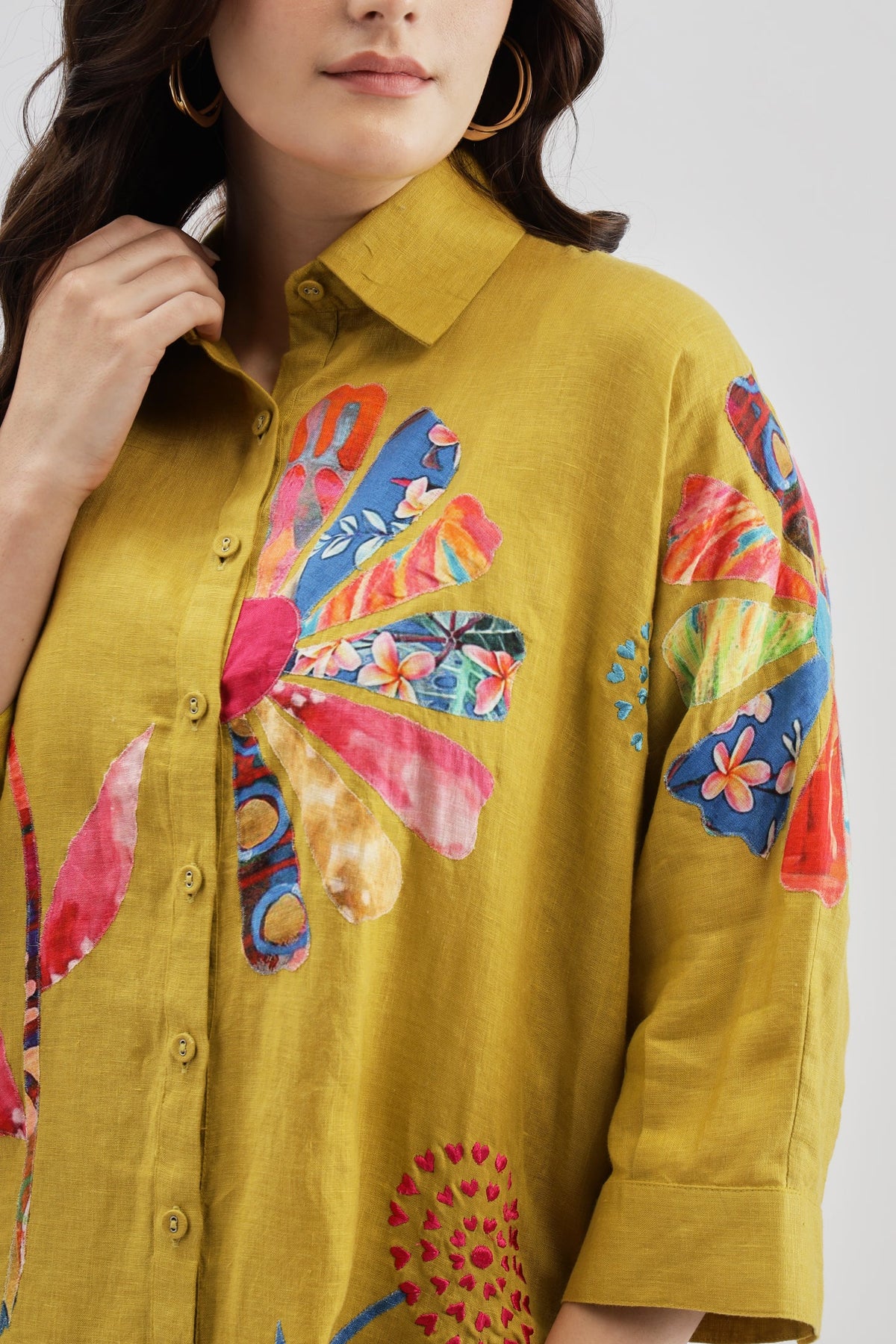 Lime Patch Print Big Shirt
