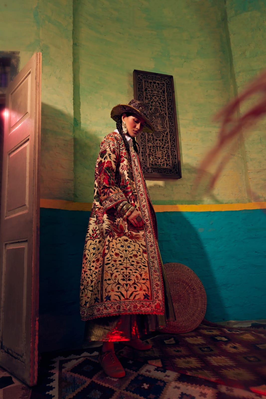 Vintage flore printed long jacket