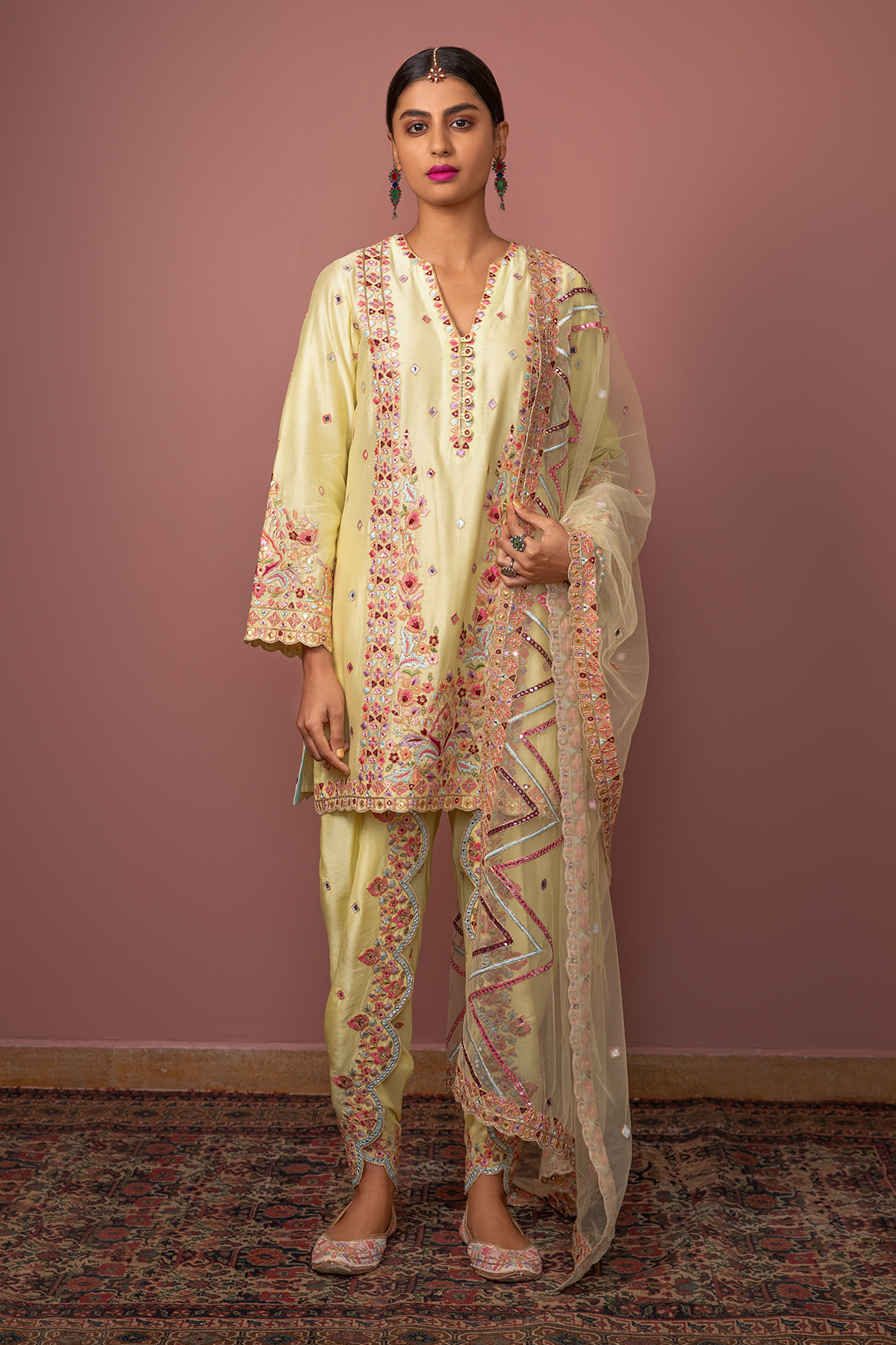 Yellow Kurta With Dhoti Set
