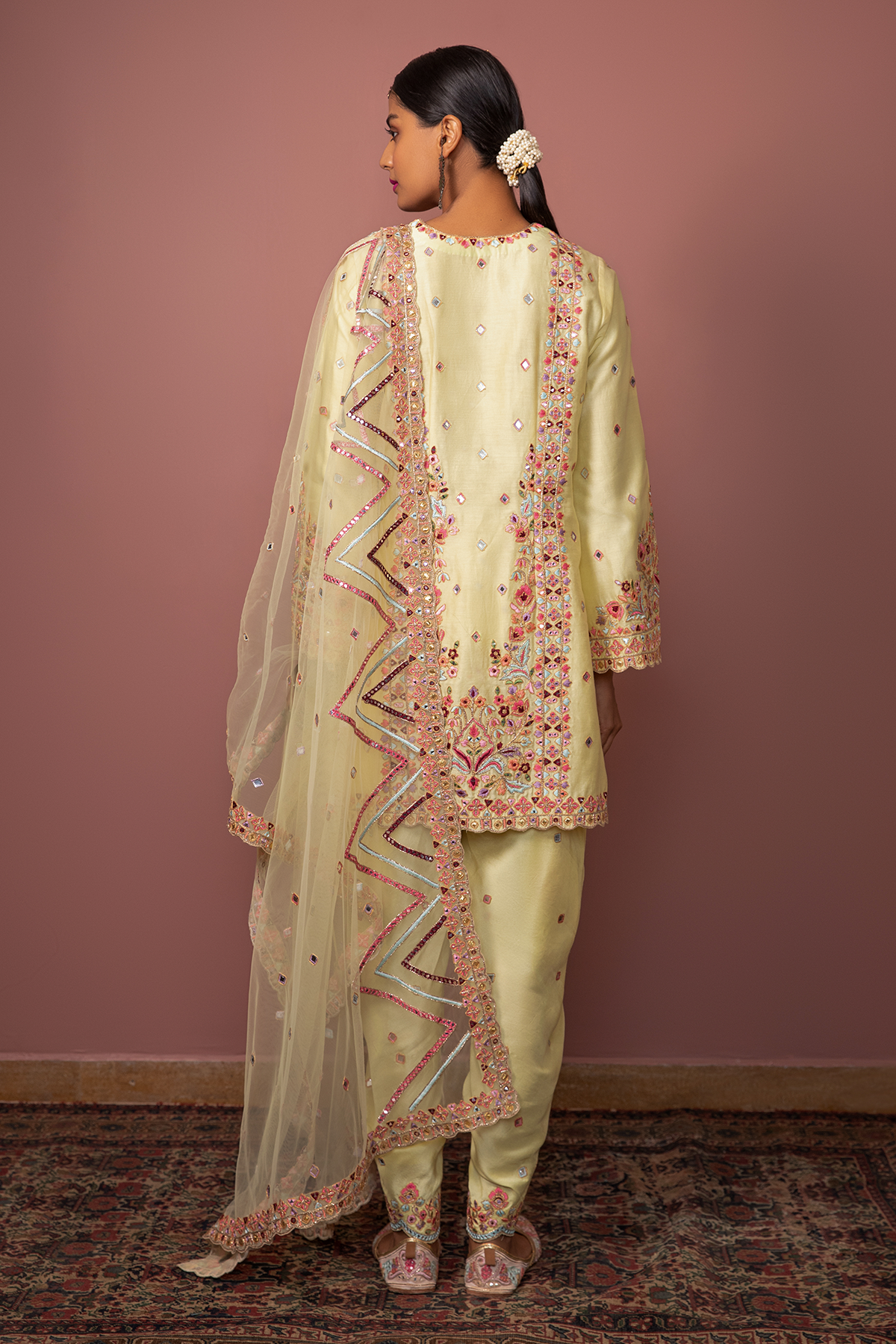 Yellow Kurta With Dhoti Set