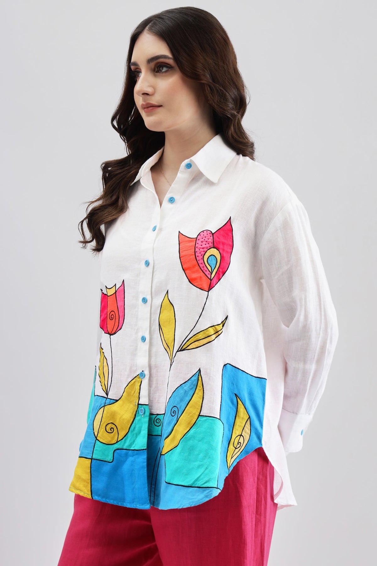 White & Turqoise Shirt