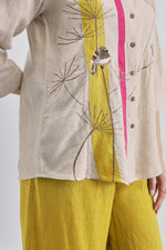 Beige Bird Embroidery Shirt