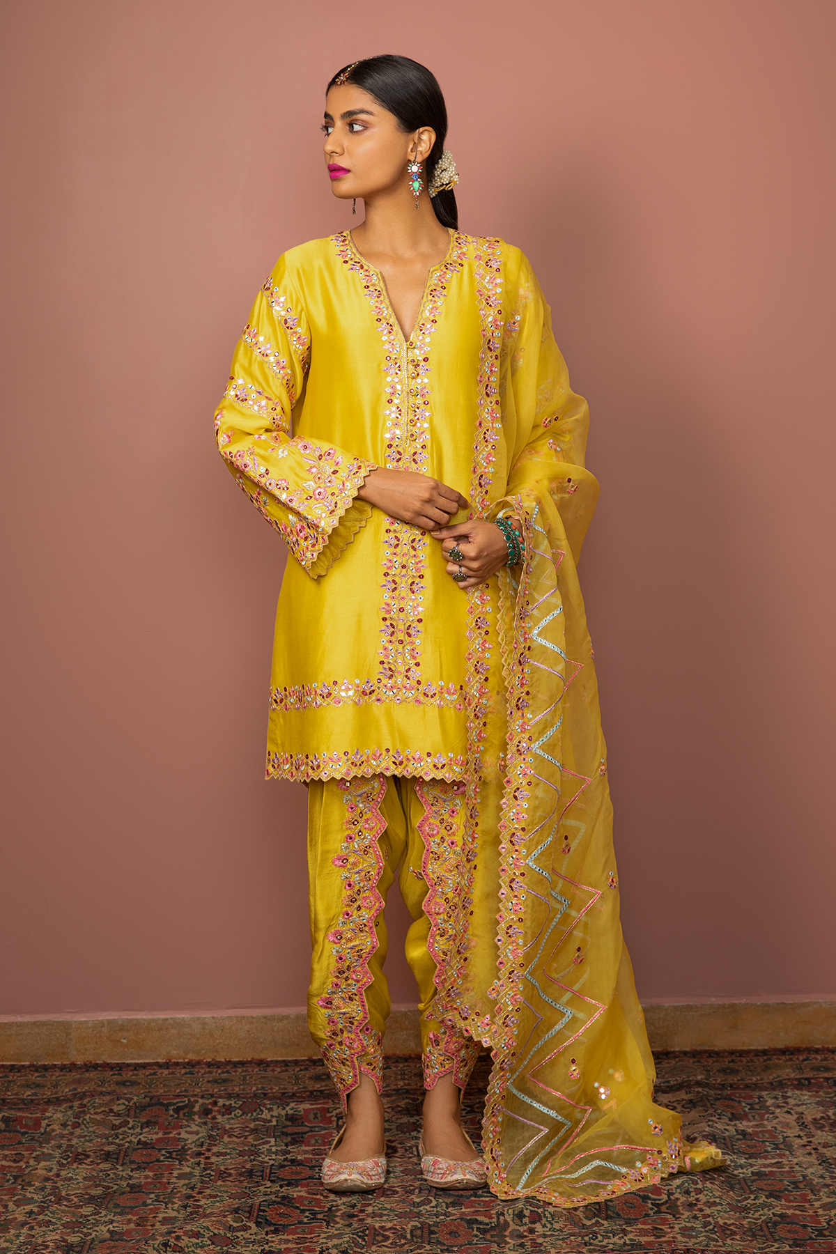 Mustard Kurta Dhoti Set