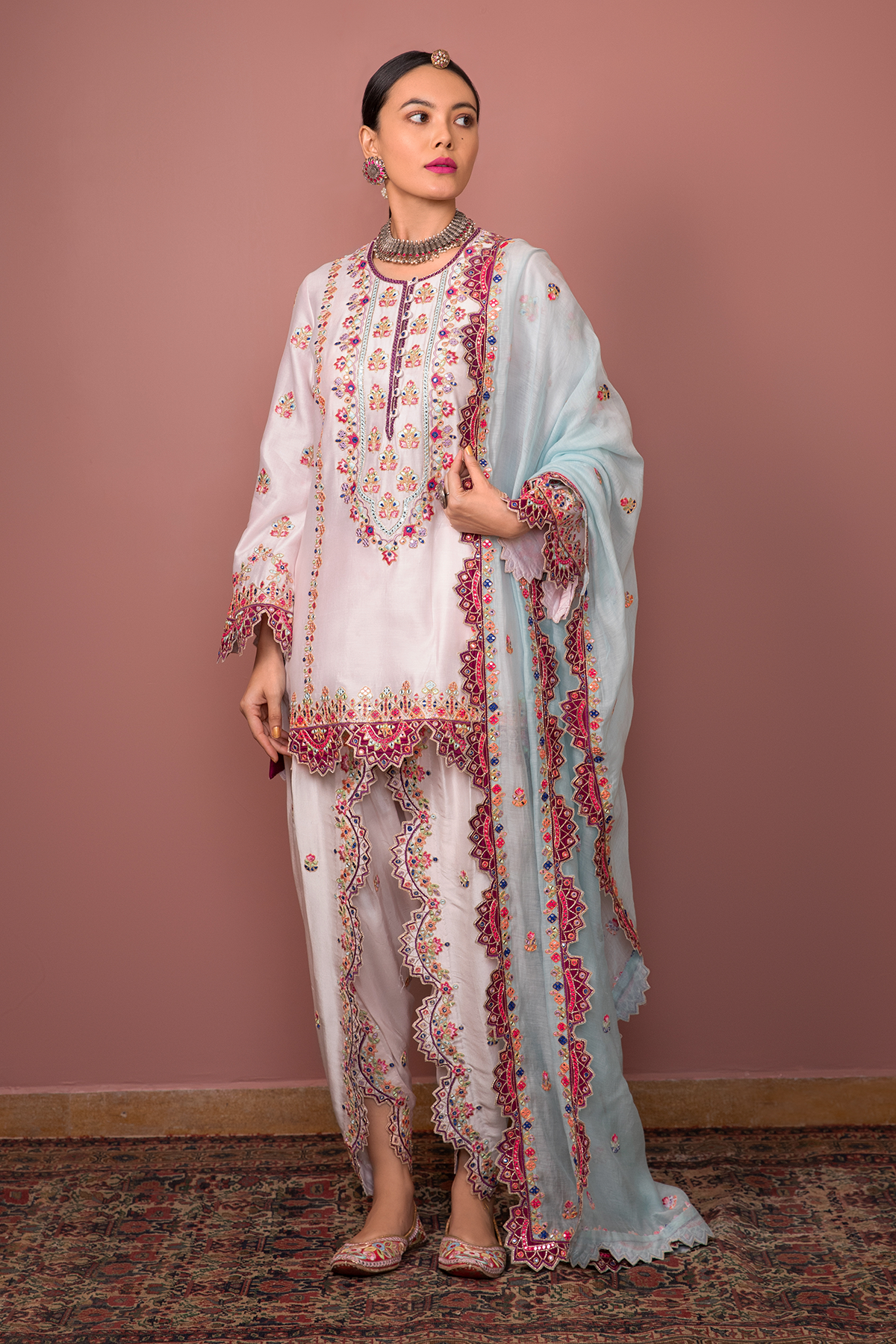 Pink Kurta With Dhoti Set