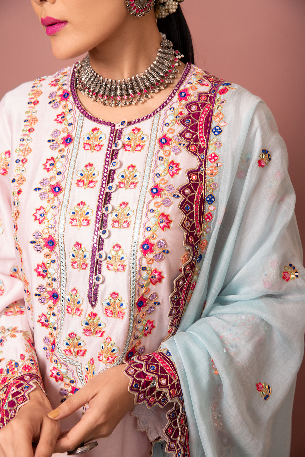 Pink Kurta With Dhoti Set