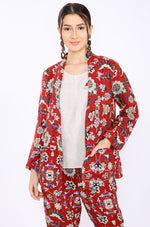 Red Floral Print Blazer
