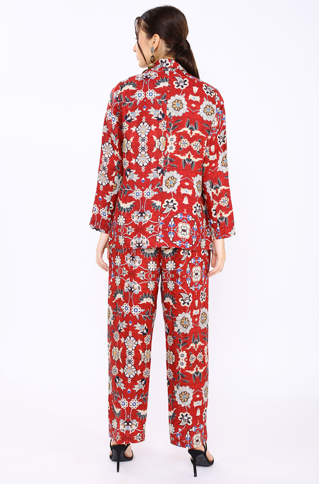 Red Floral Print Blazer