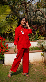 RED TOUCAN STRIPE EMB SHIRT