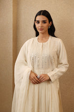 Ivory Pure Silk-Cotton Mirror-Work Kurta-Pants Set