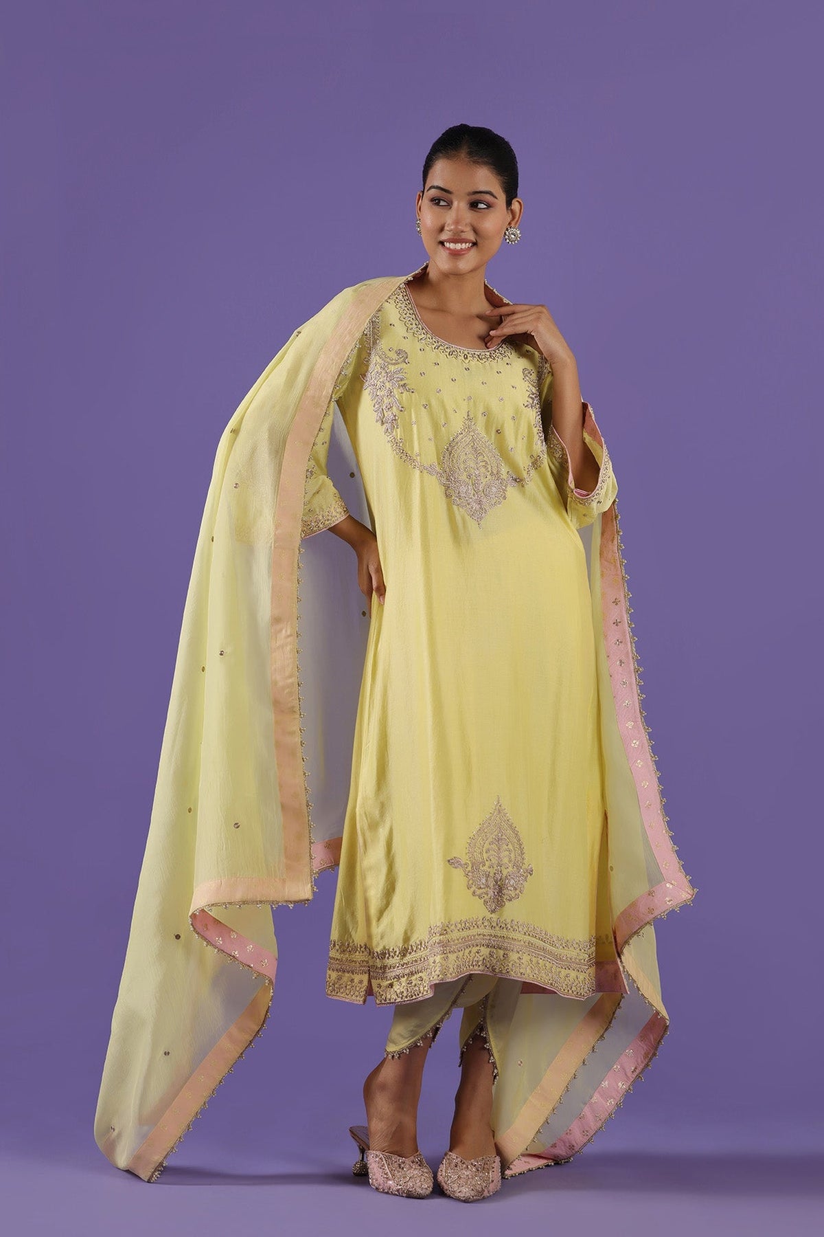 Swarnika A-line kurta and dhoti set