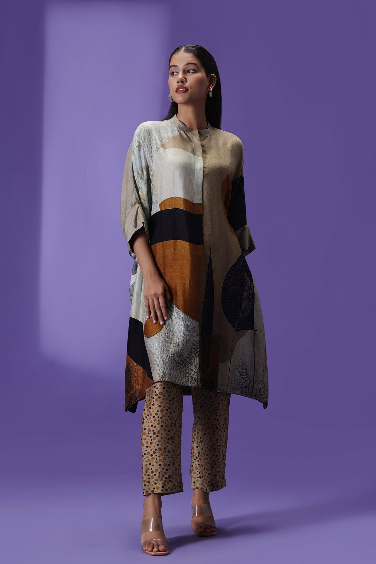 Mocha Mirage Middle length Kurta set