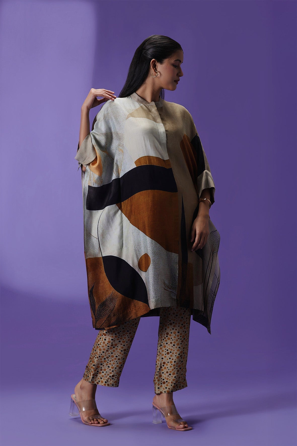 Mocha Mirage Middle length Kurta set