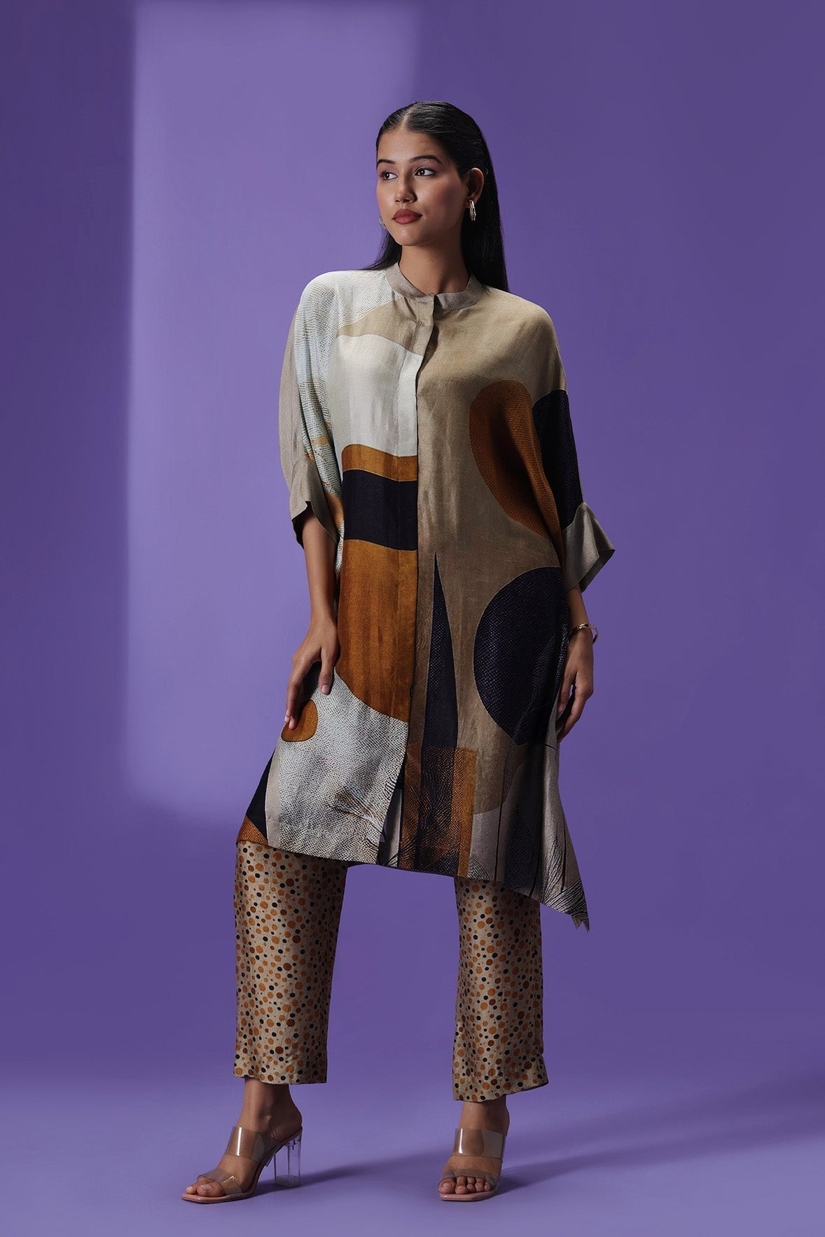 Mocha Mirage Middle length Kurta set