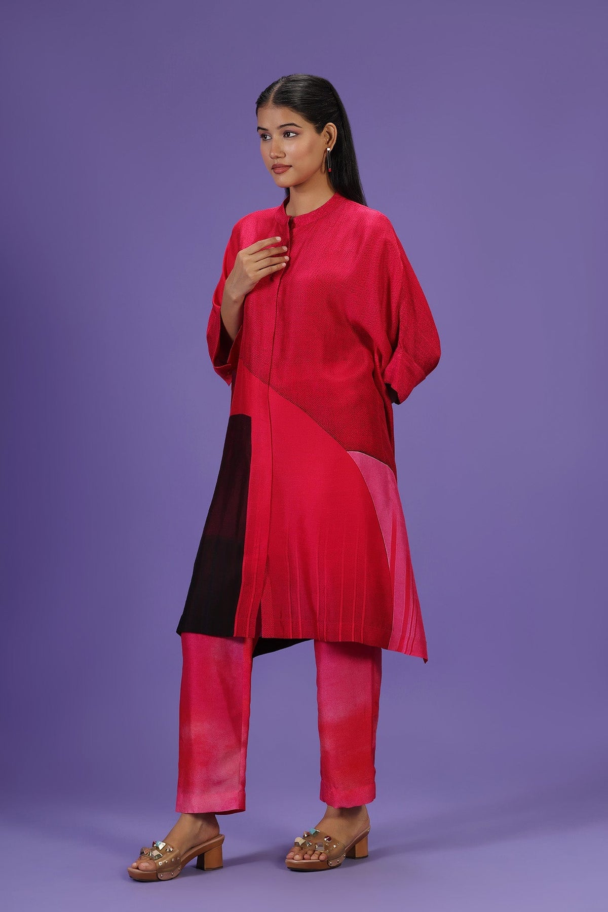 Urban Crimson Mid Length Kurta set