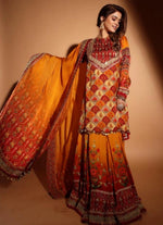 Orange red multi sharara suit