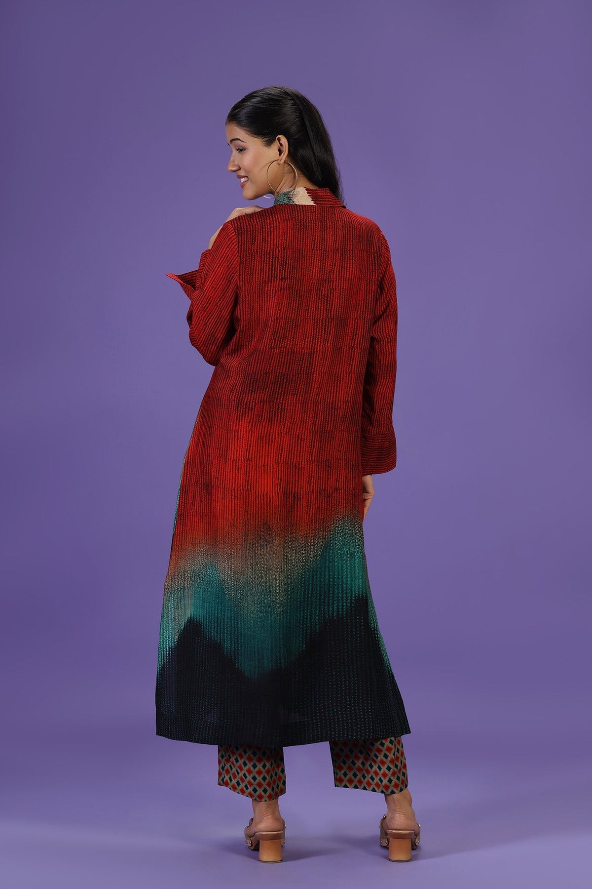 Imperial Flame Long Kurta set