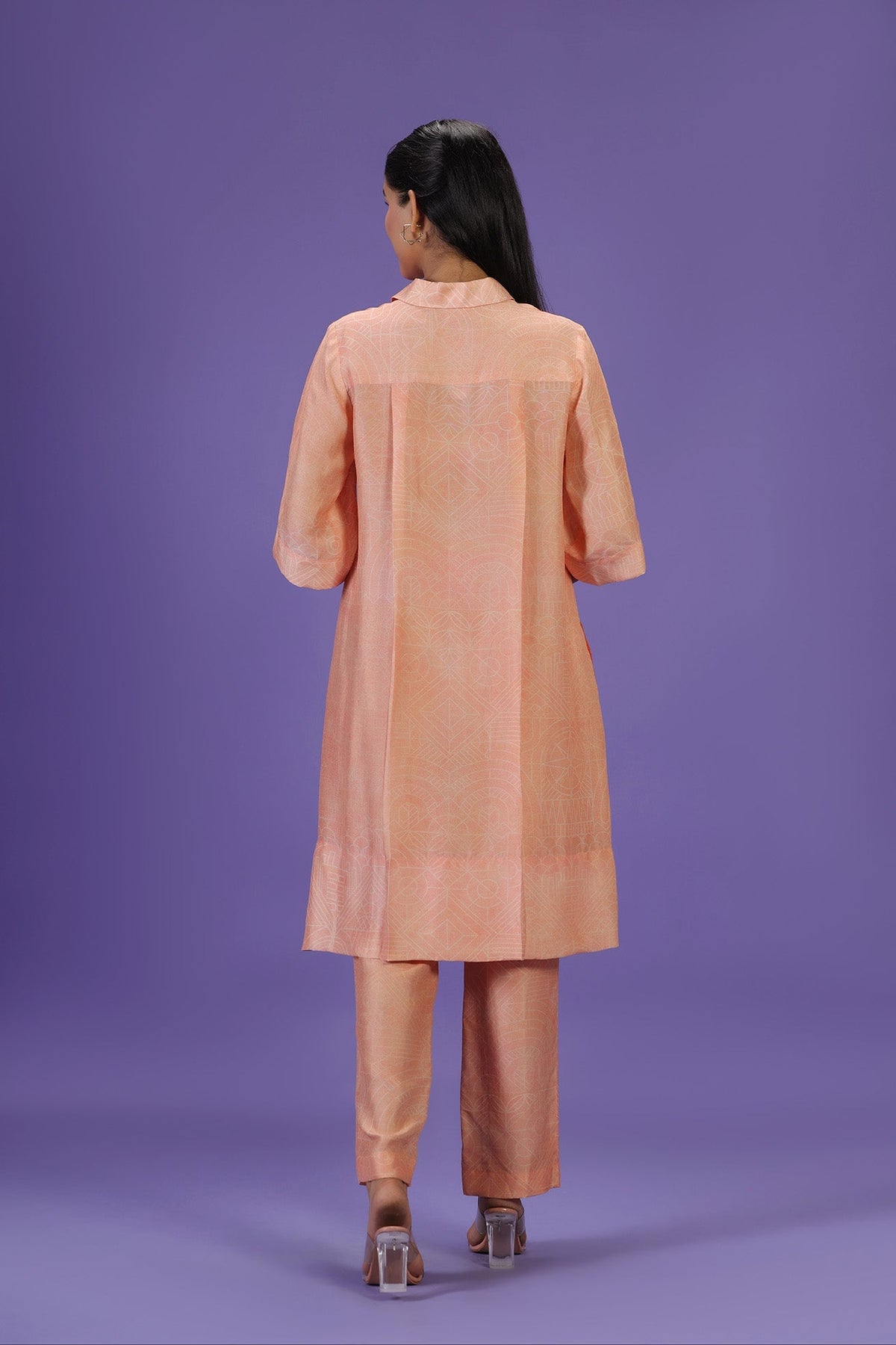 Tangerine Bliss Mid Length Kurta set