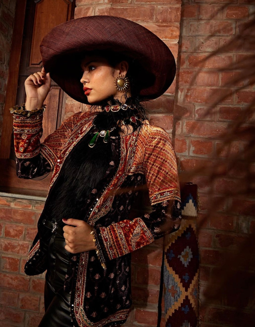 Asymmetric brown jacket