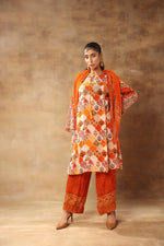 Orange A-line Kurta Set