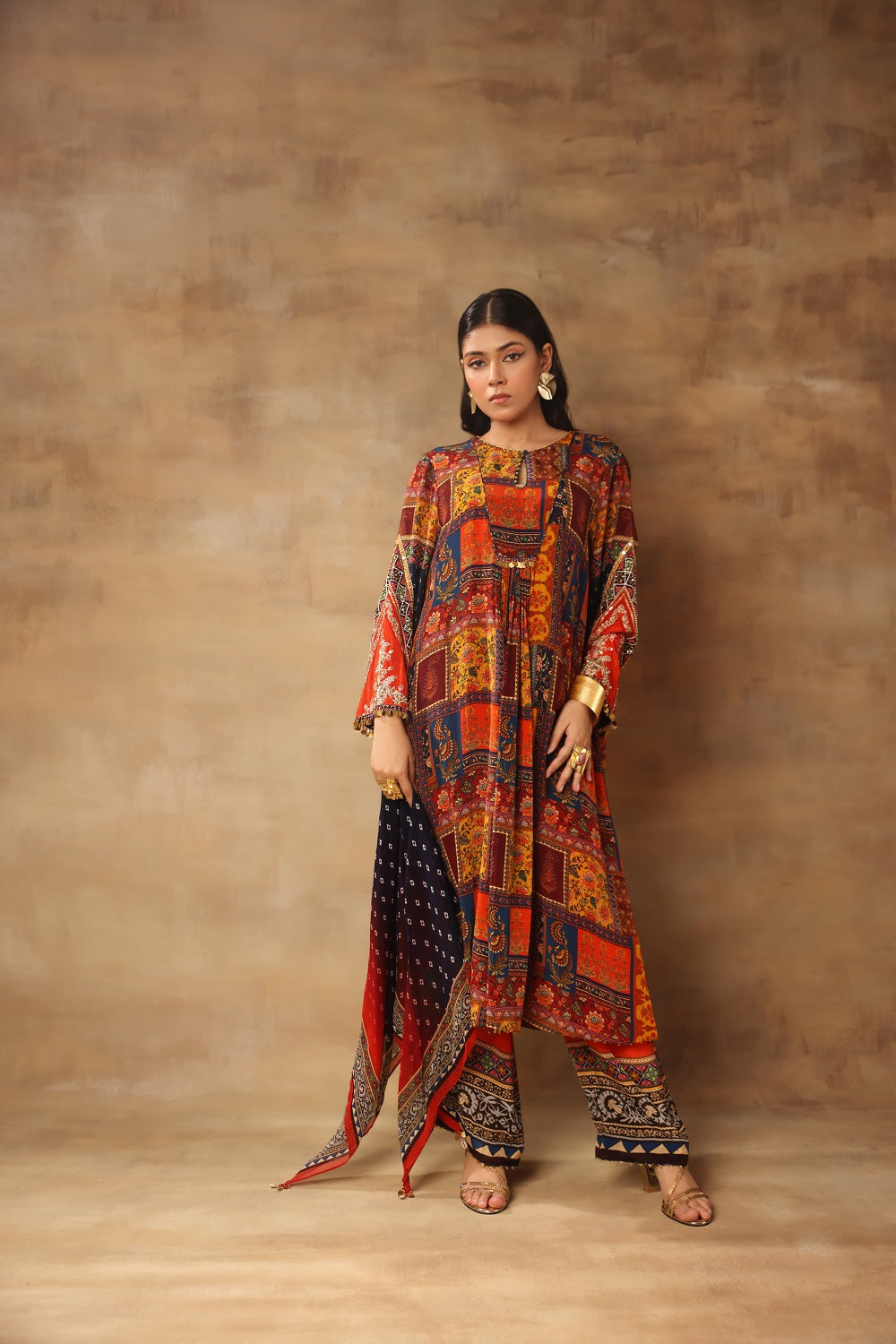 A Line kurta Set With Scarf