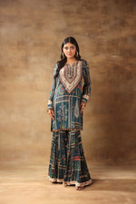 Teal Blue Sharara Set
