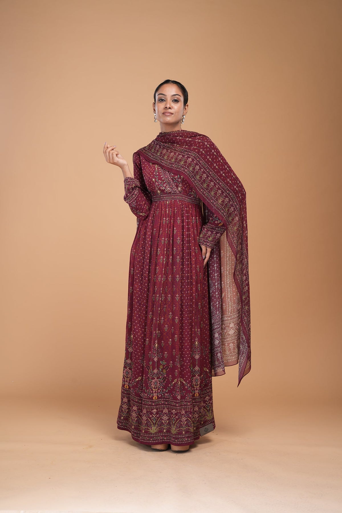 Brown Color Anarkali Suit Set