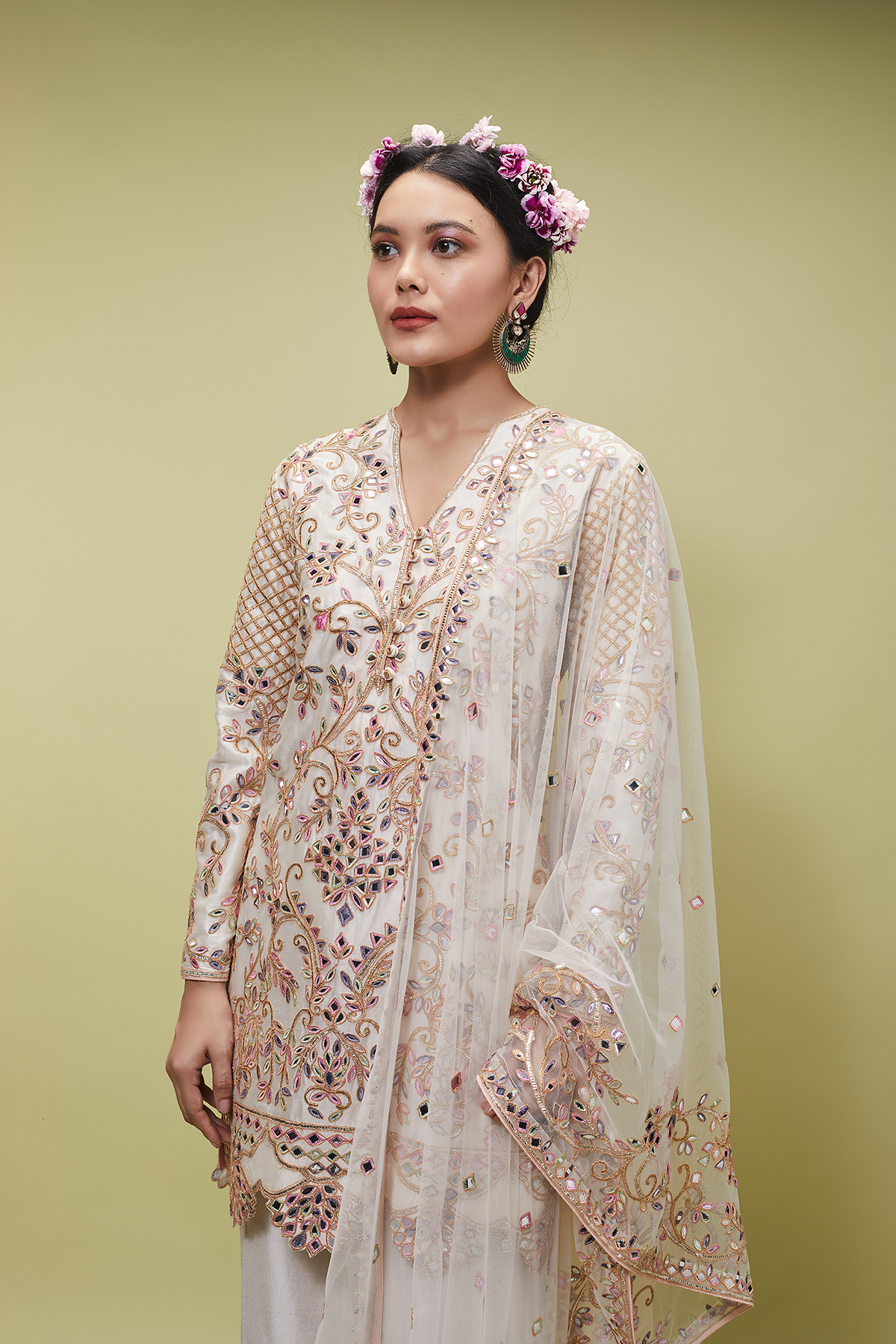 Ivory Kurta With Pants