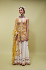 Mustard Kurta With Ivory Gharara