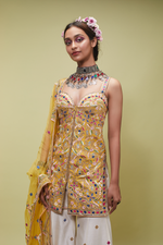Mustard Kurta With Ivory Gharara