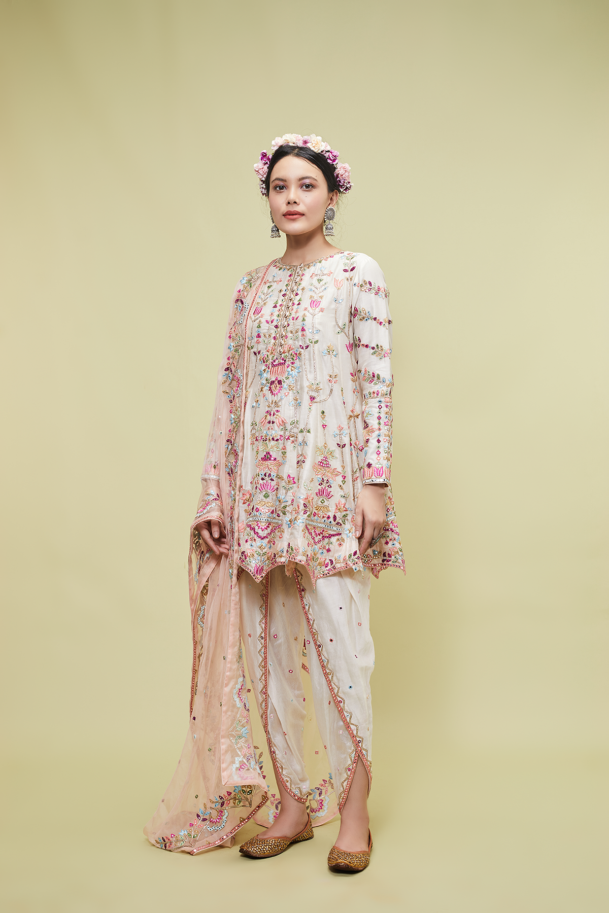 Ivory Kali Kurta With Dhoti