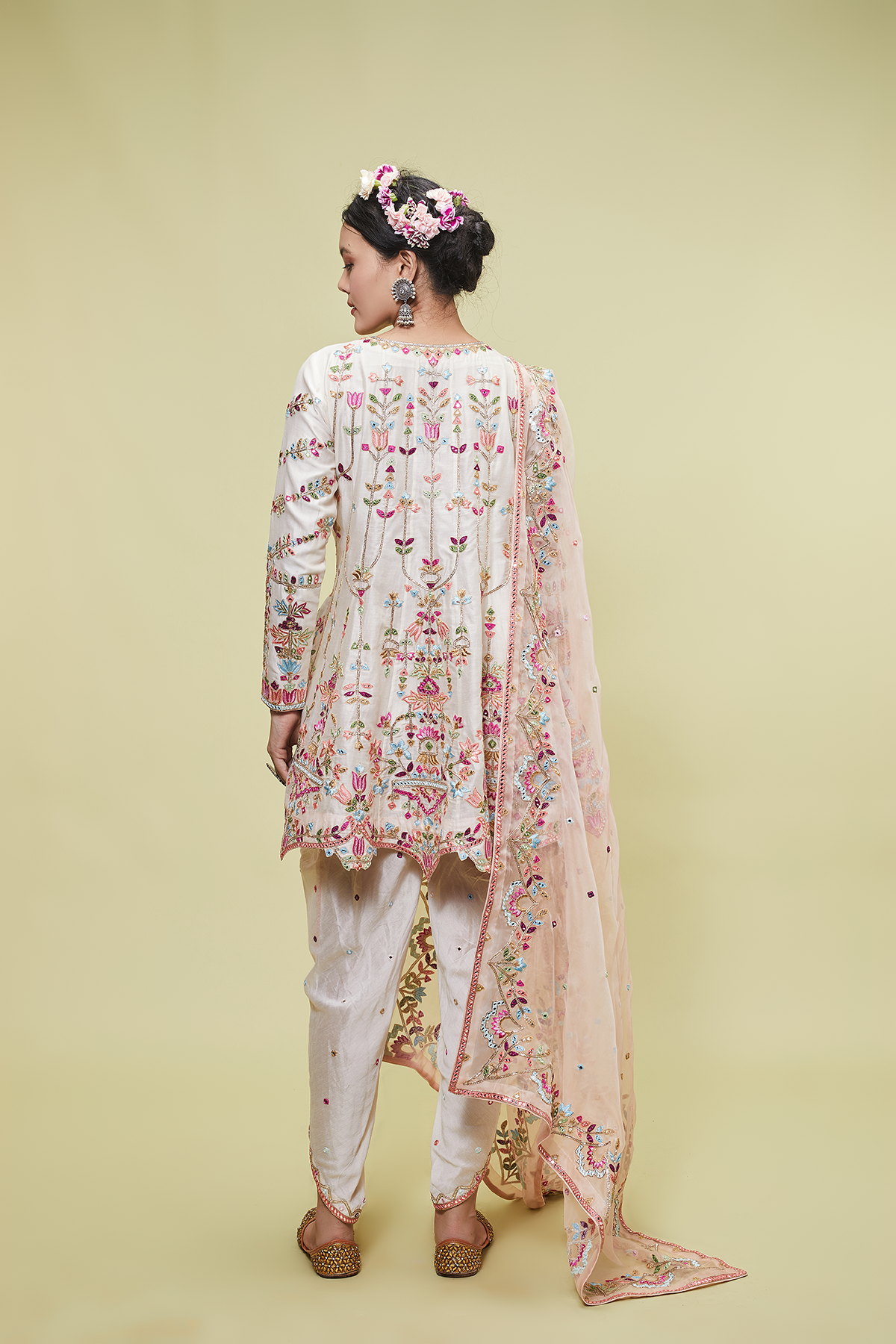 Ivory Kali Kurta With Dhoti