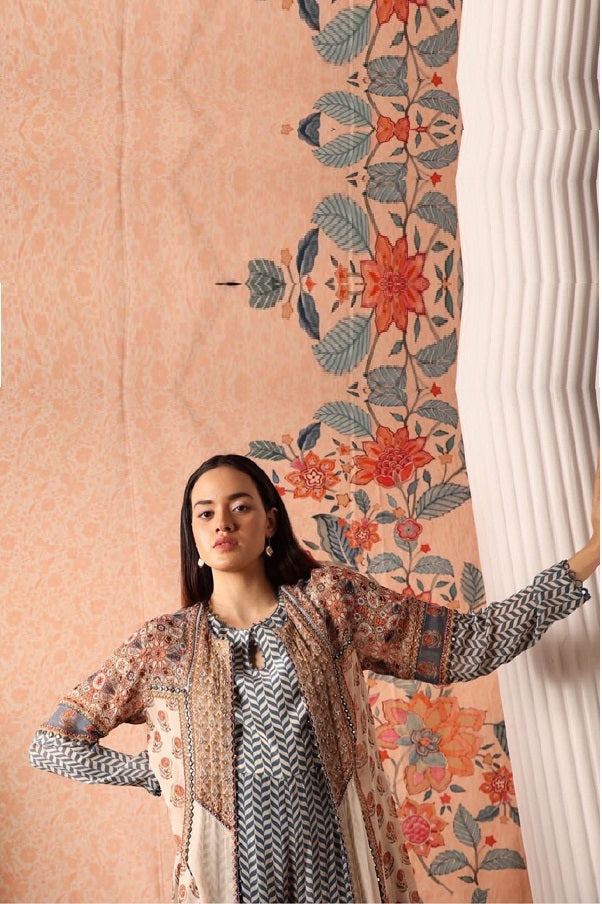 Kalamkari Jacket With Chevron Jumpsuit